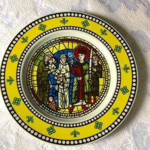 Limoges French Plate depicting 13th century Stain Glass Strasbourg - Porcelaine